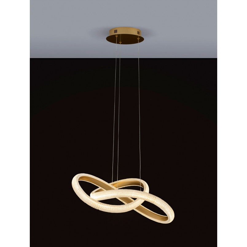 Lampa wisząca glamour mosiężna z kryształkami | Decolab24