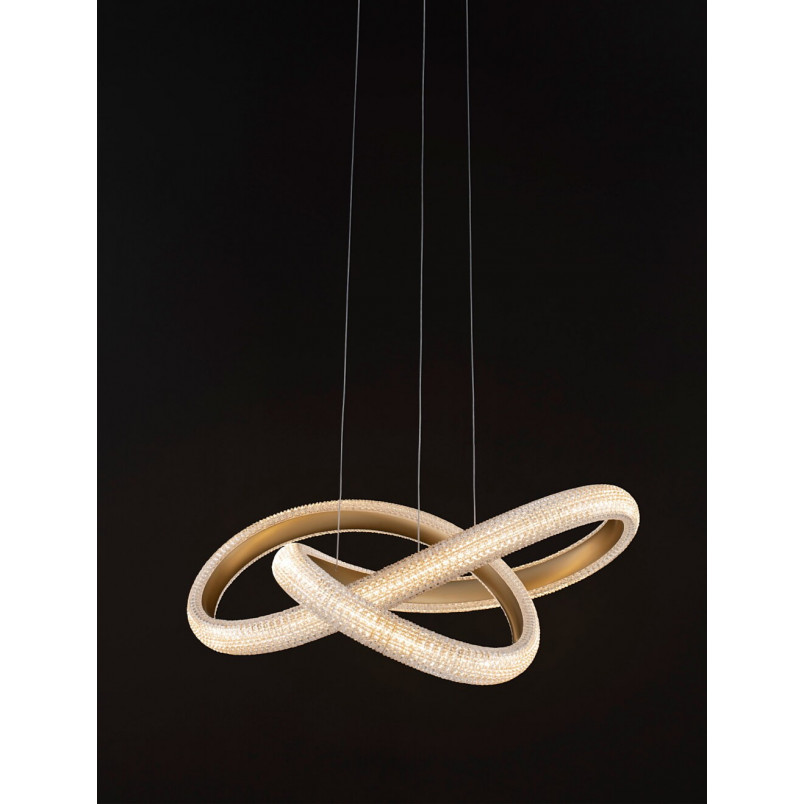 Lampa wisząca glamour mosiężna z kryształkami | Decolab24
