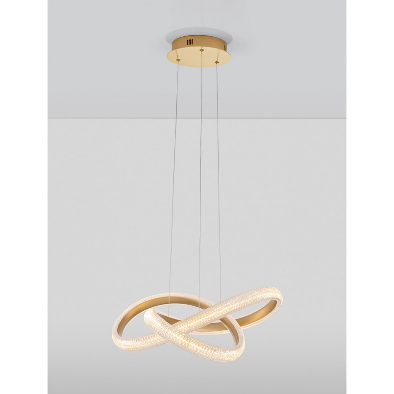 Lampa wisząca glamour mosiężna z kryształkami | Decolab24