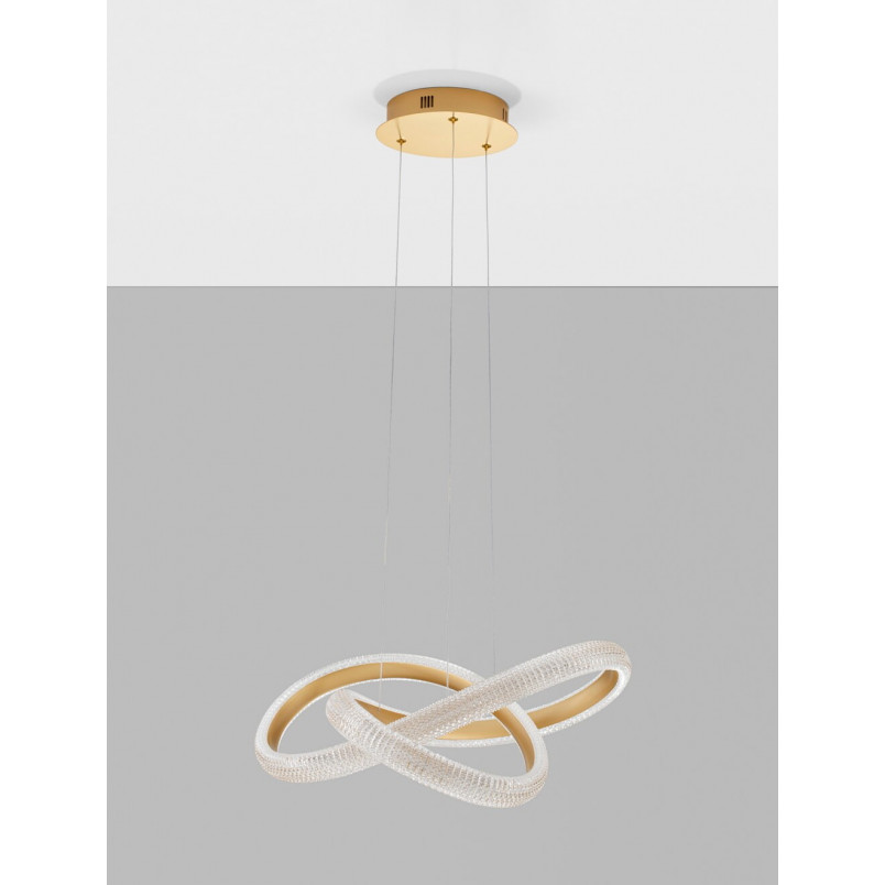 Lampa wisząca glamour mosiężna z kryształkami | Decolab24