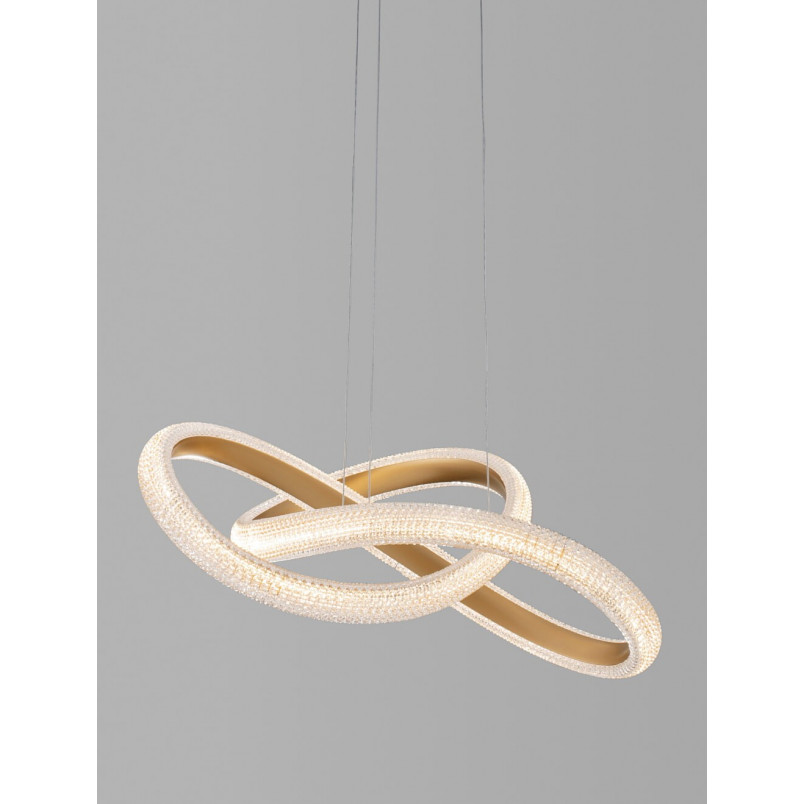 Lampa wisząca glamour mosiężna z kryształkami | Decolab24