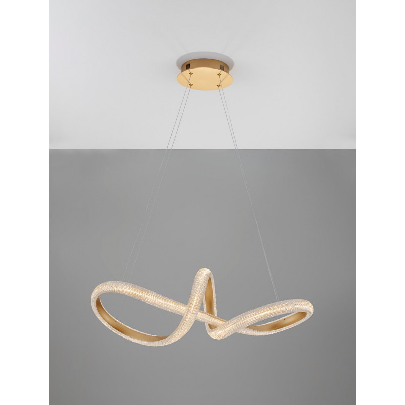 Lampa wisząca glamour mosiężna z kryształkami Sando LED | Decolab24