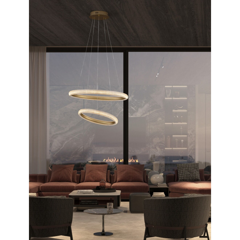 Lampa wisząca glamour mosiądz z kryształkami | Decolab24