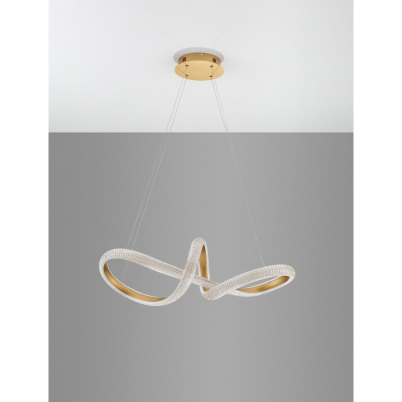 Lampa wisząca glamour mosiężna z kryształkami Sando LED | Decolab24