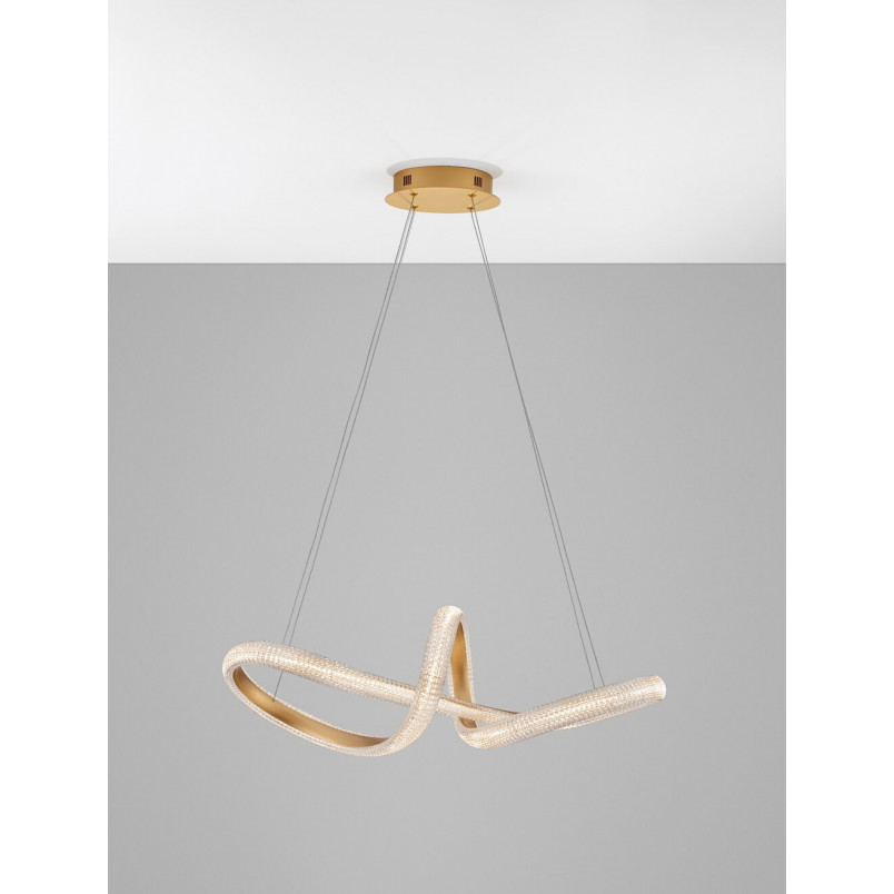 Lampa wisząca glamour mosiężna z kryształkami Sando LED | Decolab24