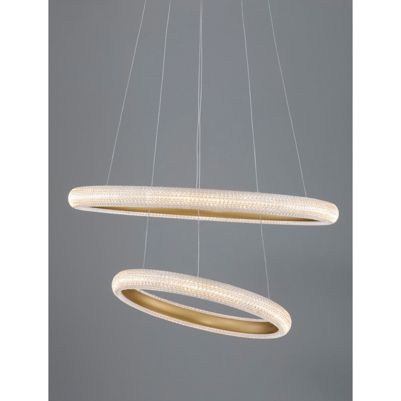 Lampa wisząca glamour mosiądz z kryształkami | Decolab24
