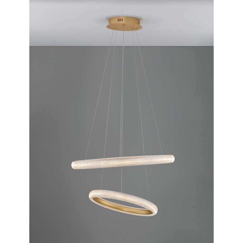 Lampa wisząca glamour mosiądz z kryształkami | Decolab24
