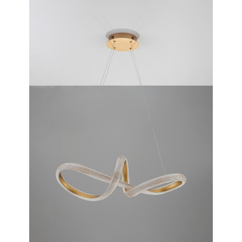 Lampa wisząca glamour mosiężna z kryształkami Sando LED | Decolab24