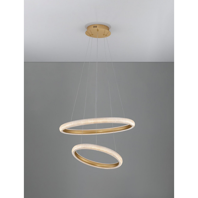 Lampa wisząca glamour mosiądz z kryształkami | Decolab24