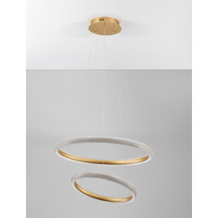 Lampa wisząca glamour z kryształkami Sando LED 59cm mosiężna