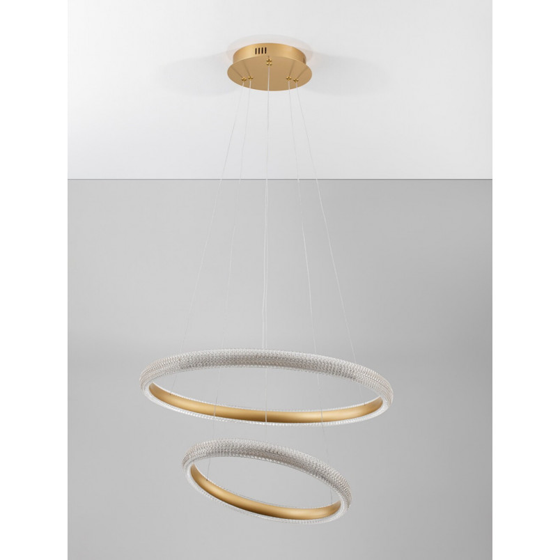 Lampa wisząca glamour mosiądz z kryształkami | Decolab24