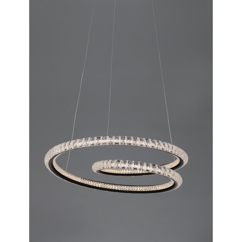 Lampa Wisząca Bueno LED Czarna z Kryształkami | Decolab24