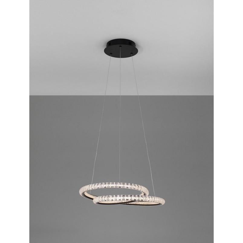 Lampa Wisząca Bueno LED Czarna z Kryształkami | Decolab24