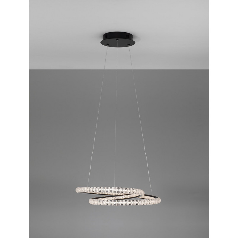 Lampa Wisząca Bueno LED Czarna z Kryształkami | Decolab24