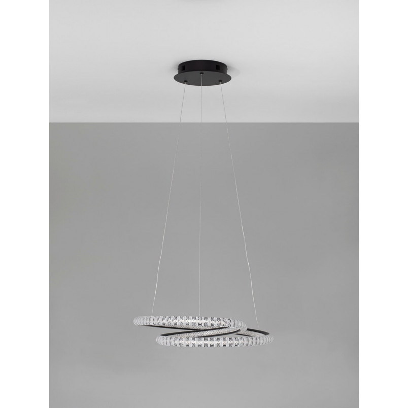 Lampa Wisząca Bueno LED Czarna z Kryształkami | Decolab24