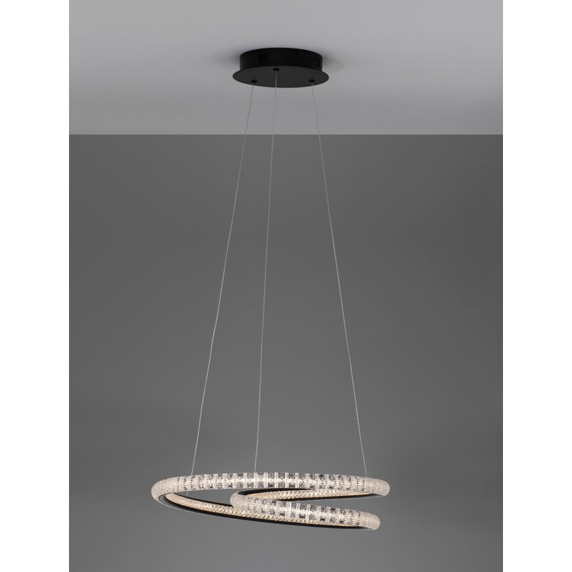Lampa Wisząca Bueno LED Czarna z Kryształkami | Decolab24