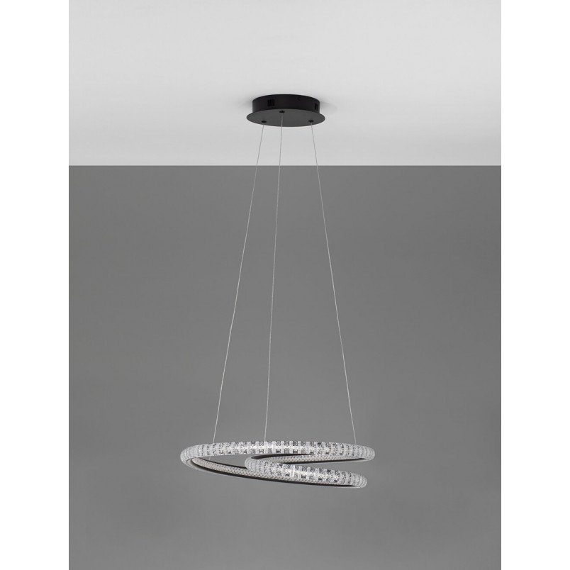Lampa Wisząca Bueno LED Czarna z Kryształkami | Decolab24