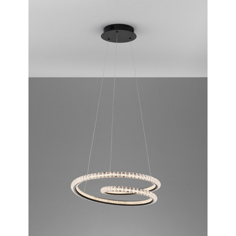 Lampa Wisząca Bueno LED Czarna z Kryształkami | Decolab24