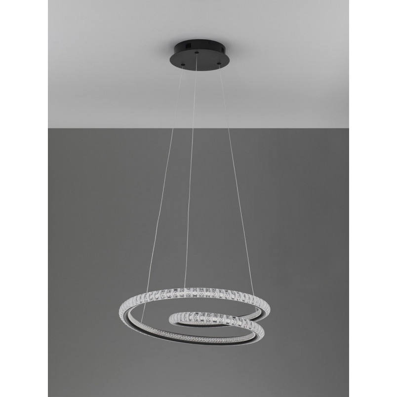 Lampa Wisząca Bueno LED Czarna z Kryształkami | Decolab24