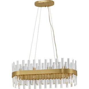 Lampa wisząca kryształowa glamour Taja 80cm przeźroczysty / satynowe złoto