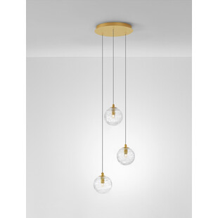 Lampa wisząca szklane kule glamour Nebuu III 25cm przeźroczysty / mosiądz