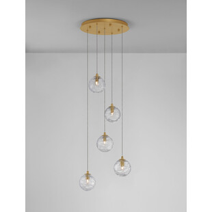 Lampa wisząca szklane kule glamour Nebuu V 35cm przeźroczysty / mosiądz