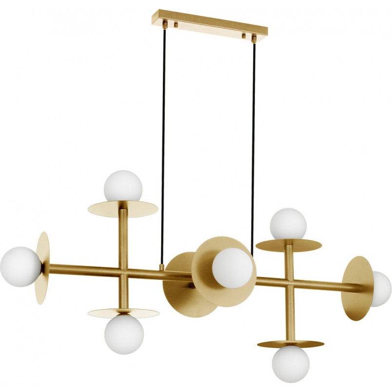 Lampa wisząca szklane kule glamour Hide Ball VIII 109cm opal / mosiądz