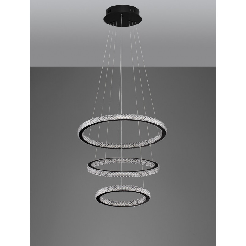 Lampa Wisząca Bueno LED Czarna z Kryształkami | Decolab24