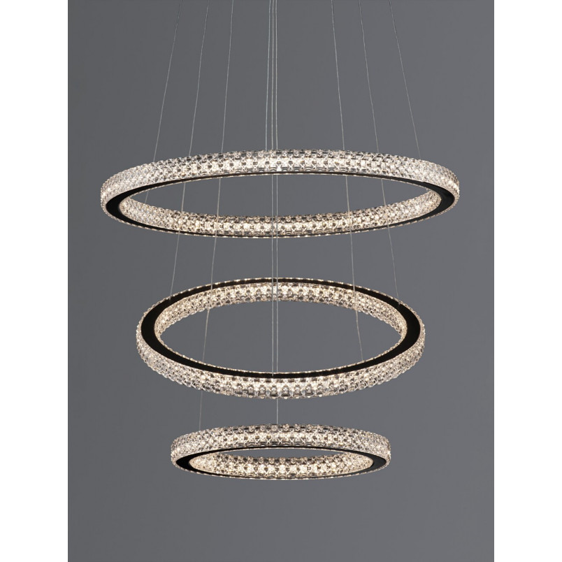 Lampa Wisząca Bueno LED Czarna z Kryształkami | Decolab24