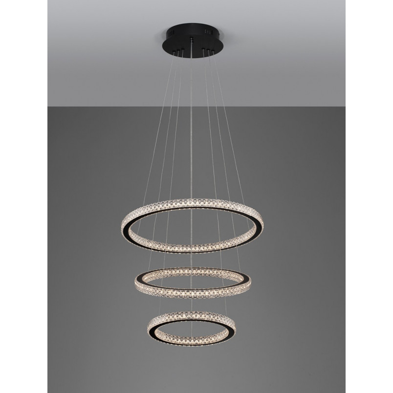 Lampa Wisząca Bueno LED Czarna z Kryształkami | Decolab24