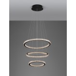 Lampa Wisząca Bueno LED Czarna z Kryształkami | Decolab24