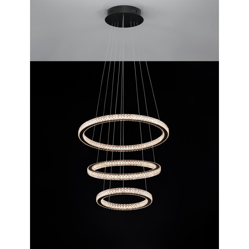 Lampa Wisząca Bueno LED Czarna z Kryształkami | Decolab24
