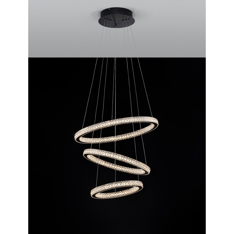 Lampa Wisząca Bueno LED Czarna z Kryształkami | Decolab24