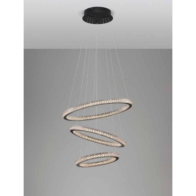 Lampa Wisząca Bueno LED Czarna z Kryształkami | Decolab24
