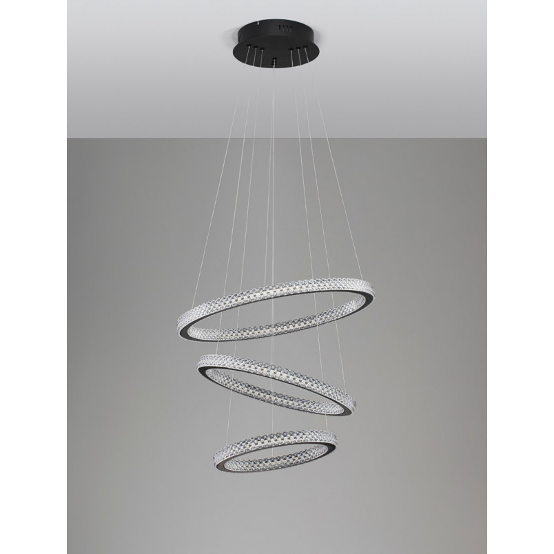 Lampa Wisząca Bueno LED Czarna z Kryształkami | Decolab24