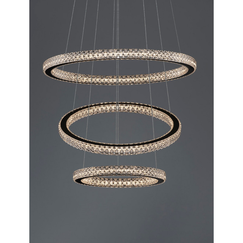 Lampa Wisząca Bueno LED Czarna z Kryształkami | Decolab24