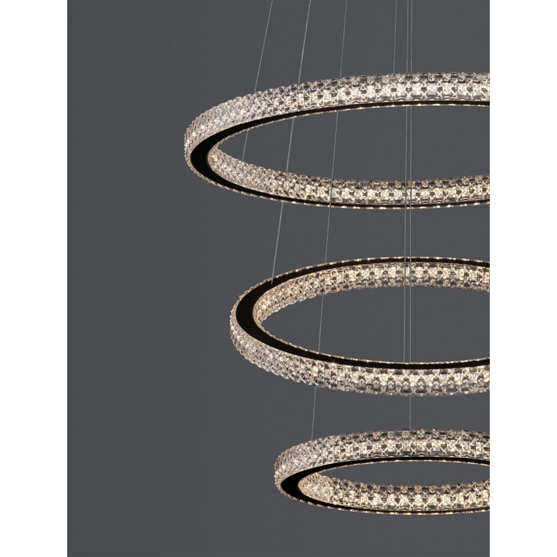 Lampa Wisząca Bueno LED Czarna z Kryształkami | Decolab24