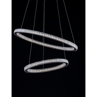 Lampa wiszące okręgi z kryształkami Bueno LED 60,5cm czarna