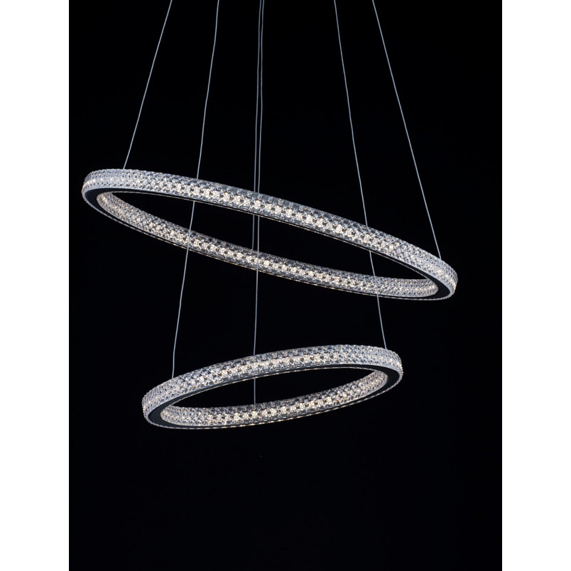 Lampa wiszące okręgi z kryształkami Bueno LED 60,5cm czarna