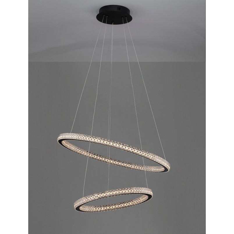 Lampa wiszące okręgi z kryształkami Bueno LED 60,5cm czarna