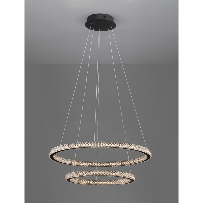 Lampa wiszące okręgi z kryształkami Bueno LED 60,5cm czarna