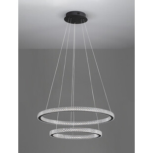 Lampa wiszące okręgi z kryształkami Bueno LED 60,5cm czarna
