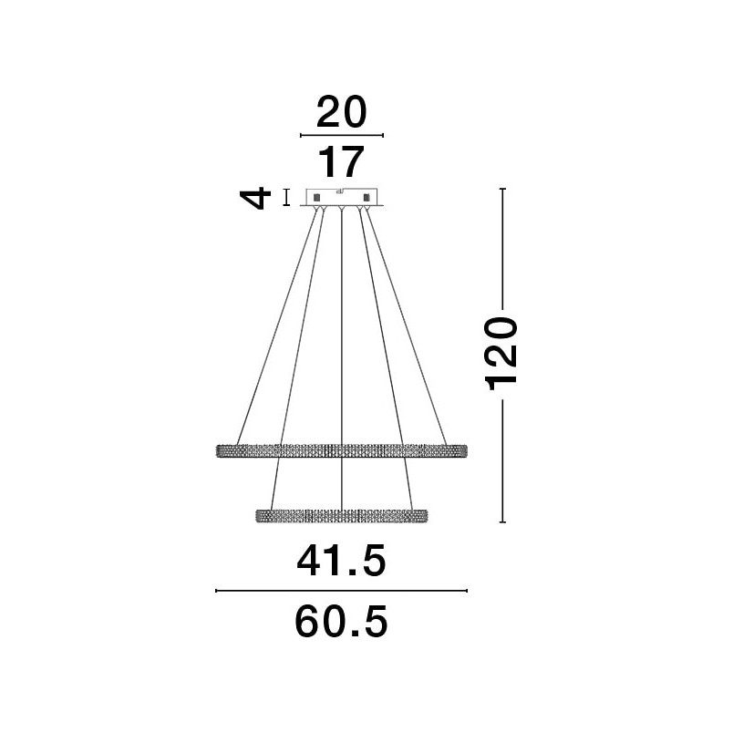 Lampa wiszące okręgi z kryształkami Bueno LED 60,5cm czarna
