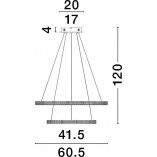 Lampa wiszące okręgi z kryształkami Bueno LED 60,5cm czarna