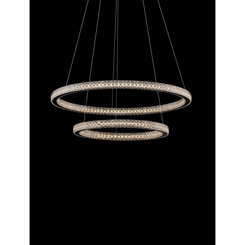 Lampa wiszące okręgi z kryształkami Bueno LED 60,5cm czarna