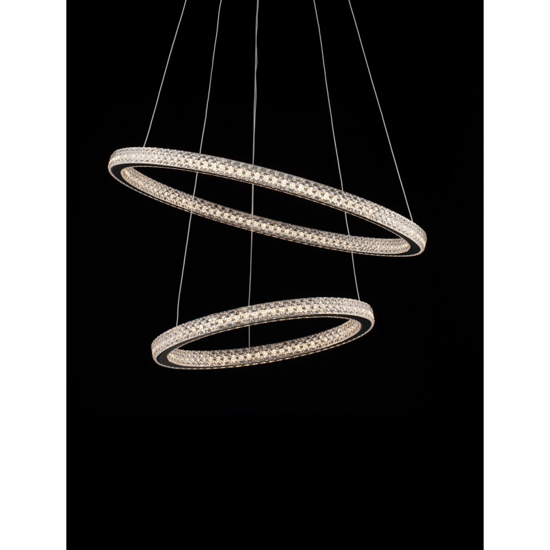 Lampa wiszące okręgi z kryształkami Bueno LED 60,5cm czarna