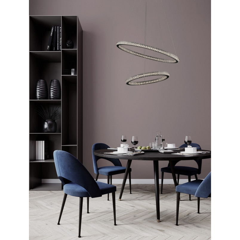 Lampa wiszące okręgi z kryształkami Bueno LED 60,5cm czarna