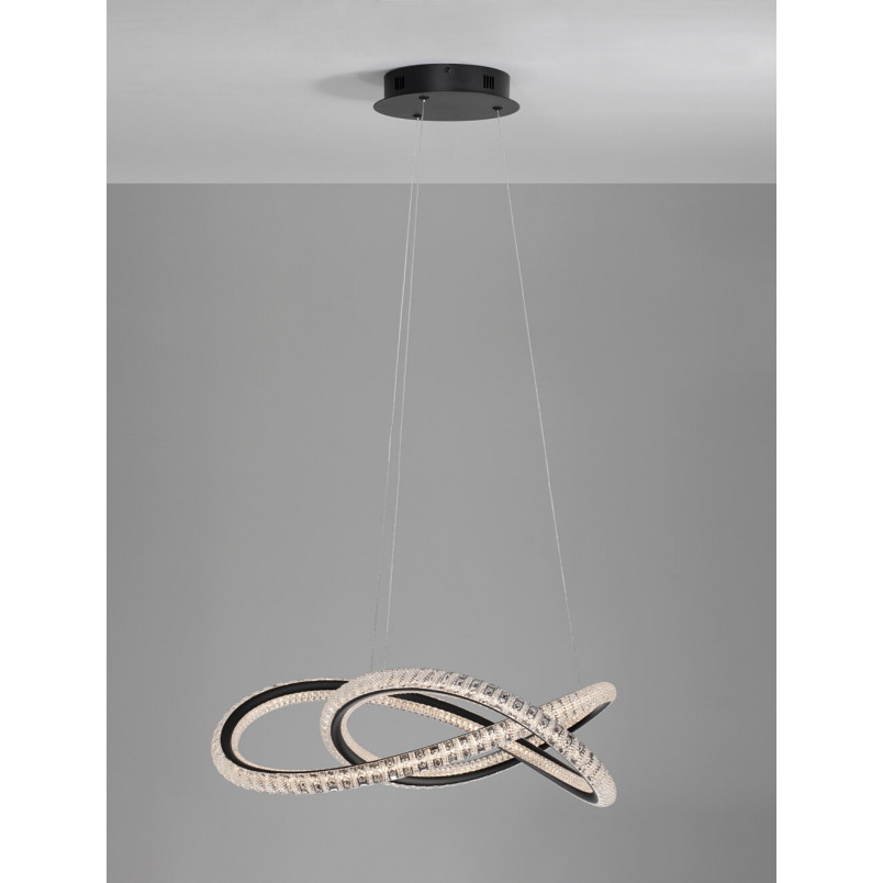 Lampa Wisząca Bueno LED Czarna z Kryształami | Decolab24