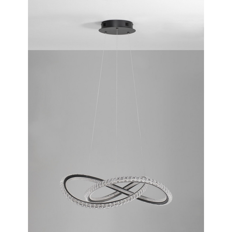 Lampa Wisząca Bueno LED Czarna z Kryształami | Decolab24