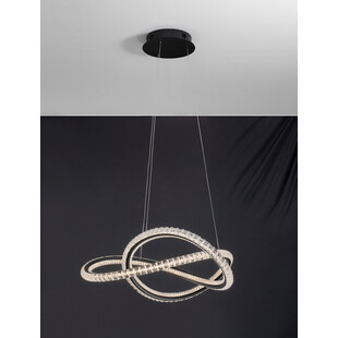 Lampa Wisząca Bueno LED Czarna z Kryształami | Decolab24